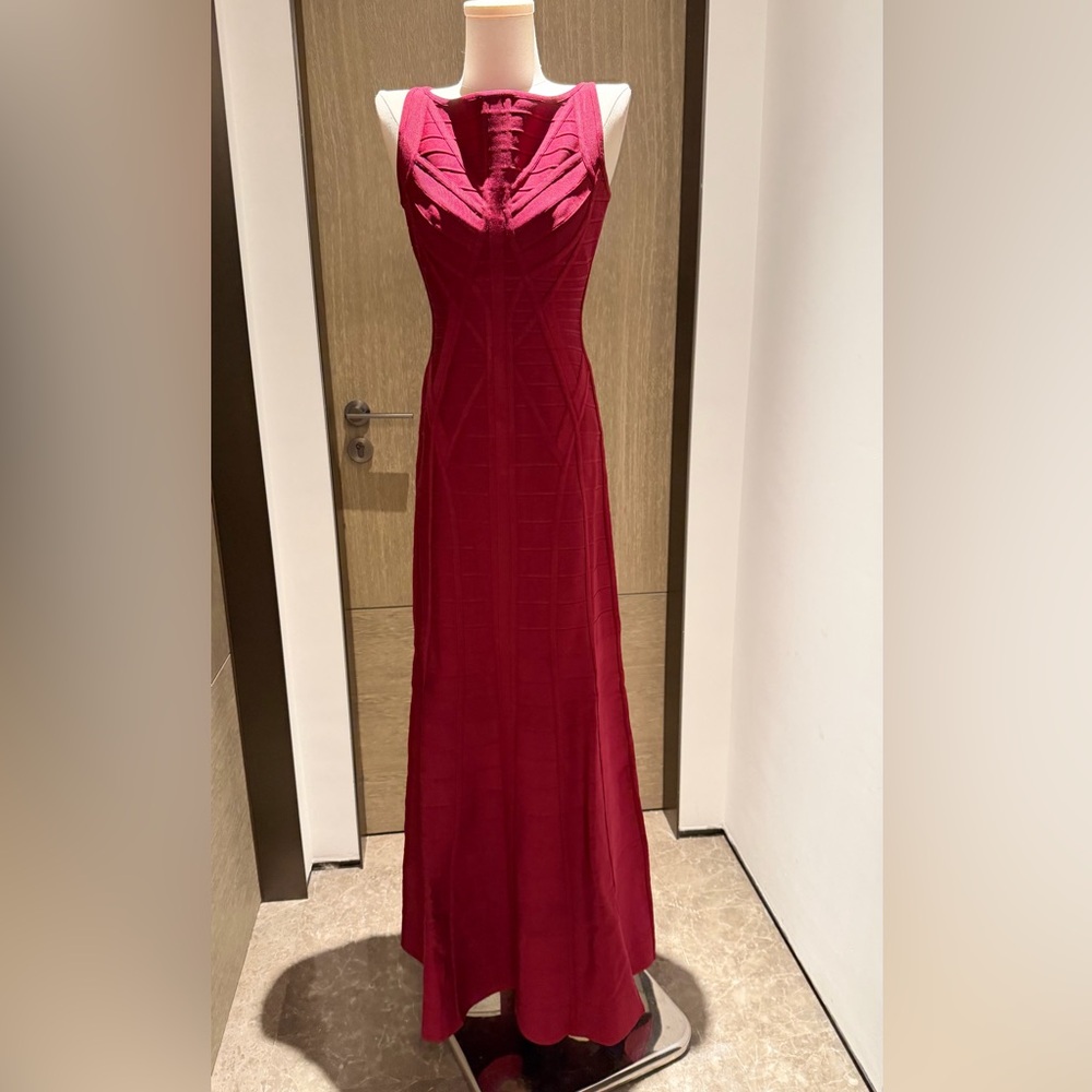 Herve Leger Deep Burgundy Maxi Dress-NWOT